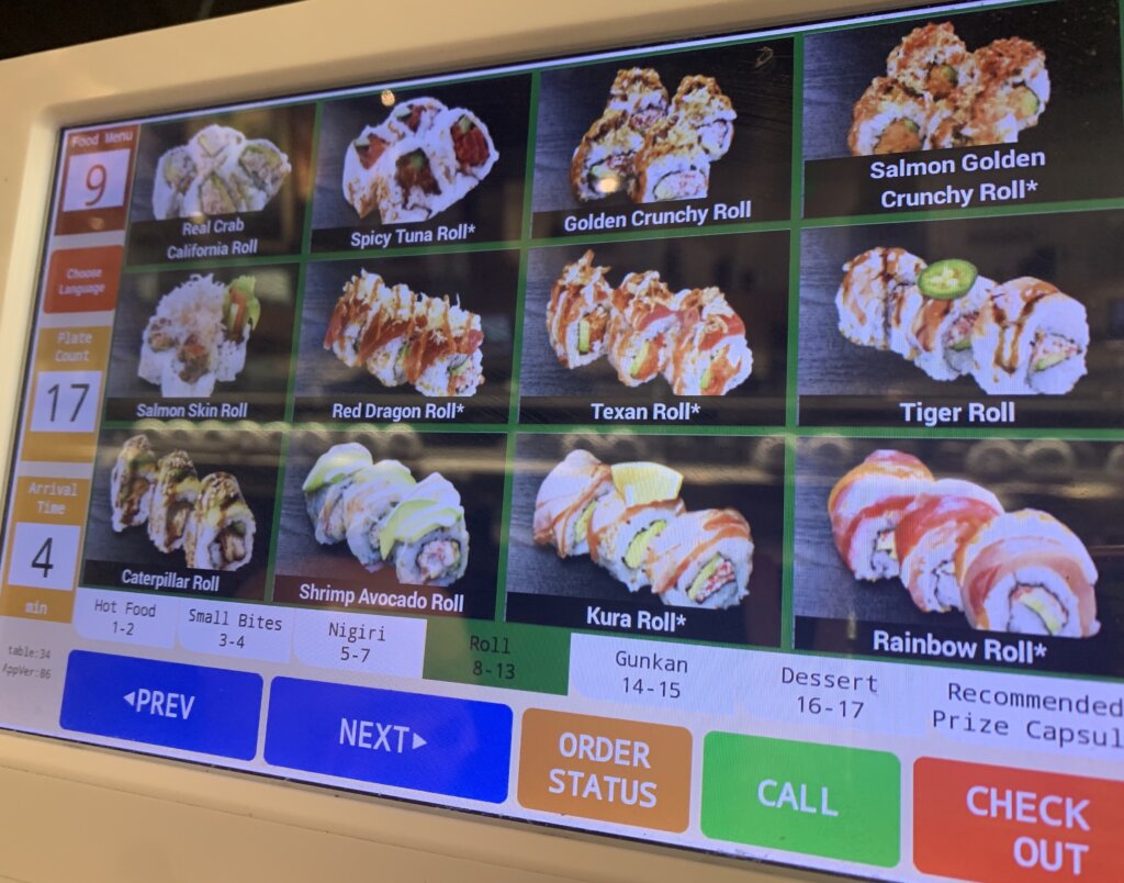 アメリカのくら寿司のロールメニュー